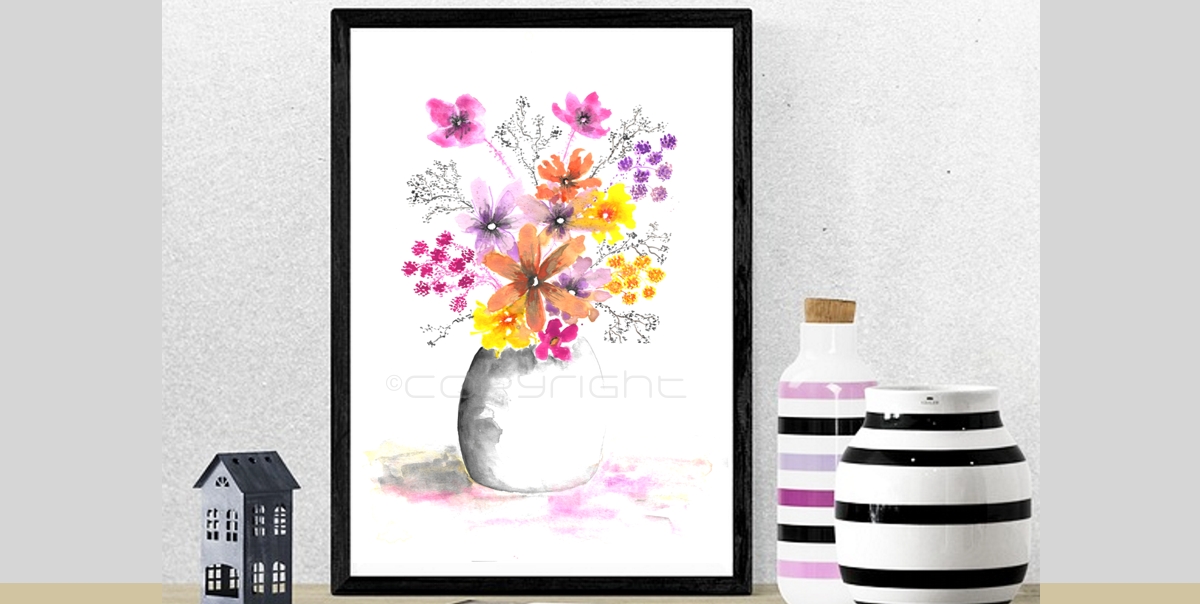 Printable wall art modern flower painting downloadable art wall art