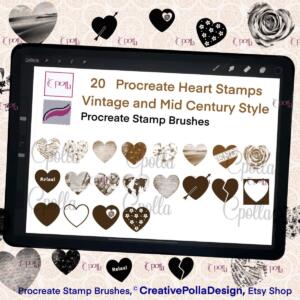 20 Procreate Heart Stamp Brushes, Procreate Stamp Pack 0