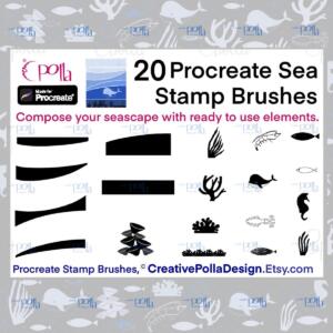 20 Procreate Stamps, Sea procreate brushes, Procreate Brushset,Procreate ocean