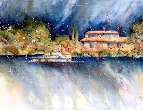 Summer on the Thames watercolor painting