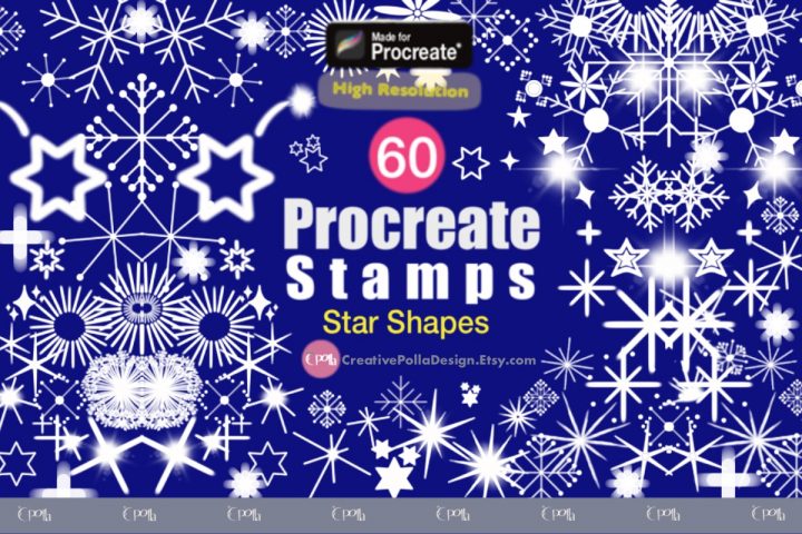 Procreate Stars Procreate Stars Stamp Brush Set Doodle Stamps Star shape brush Procreate sparkle brushes