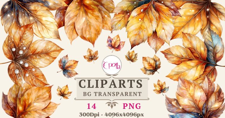 Autumn leaves clipart, Watercolor fall leaves clipart bundle digital download PNG files